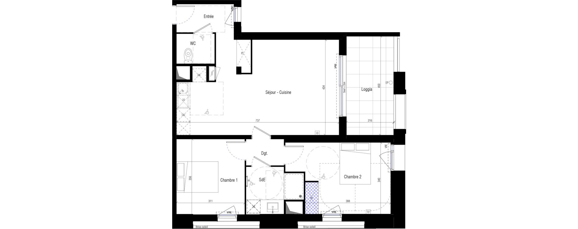 Appartement T3 de 65,80 m2 &agrave; Saint-G&eacute;ly-Du-Fesc Centre
