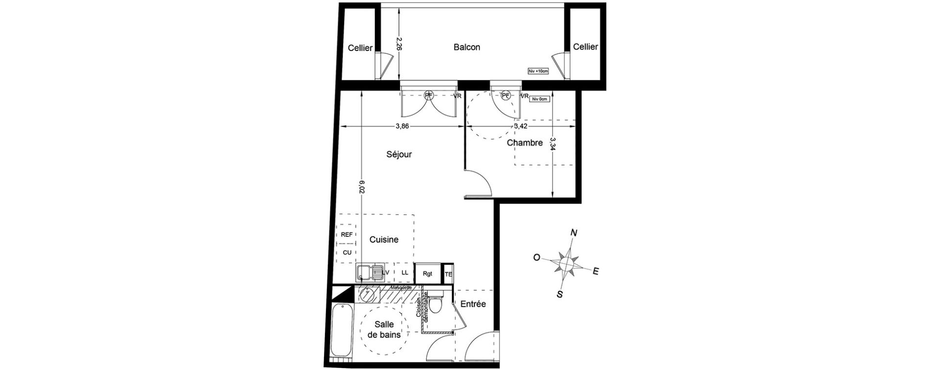 Appartement T2 de 49,15 m2 &agrave; Saint-Jean-De-V&eacute;das Roque fraisse