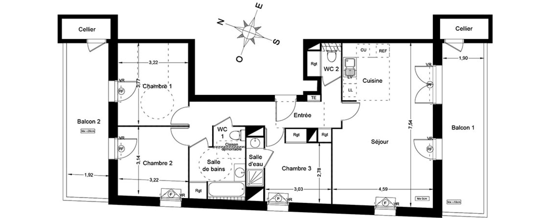 Appartement T4 de 85,85 m2 &agrave; Saint-Jean-De-V&eacute;das Roque fraisse