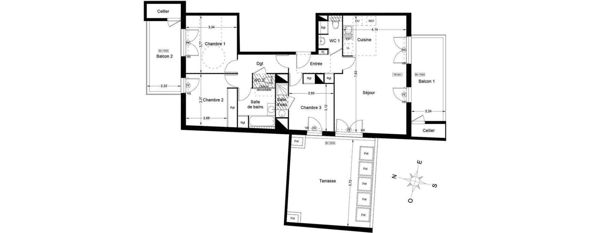 Appartement T4 de 90,40 m2 &agrave; Saint-Jean-De-V&eacute;das Roque fraisse