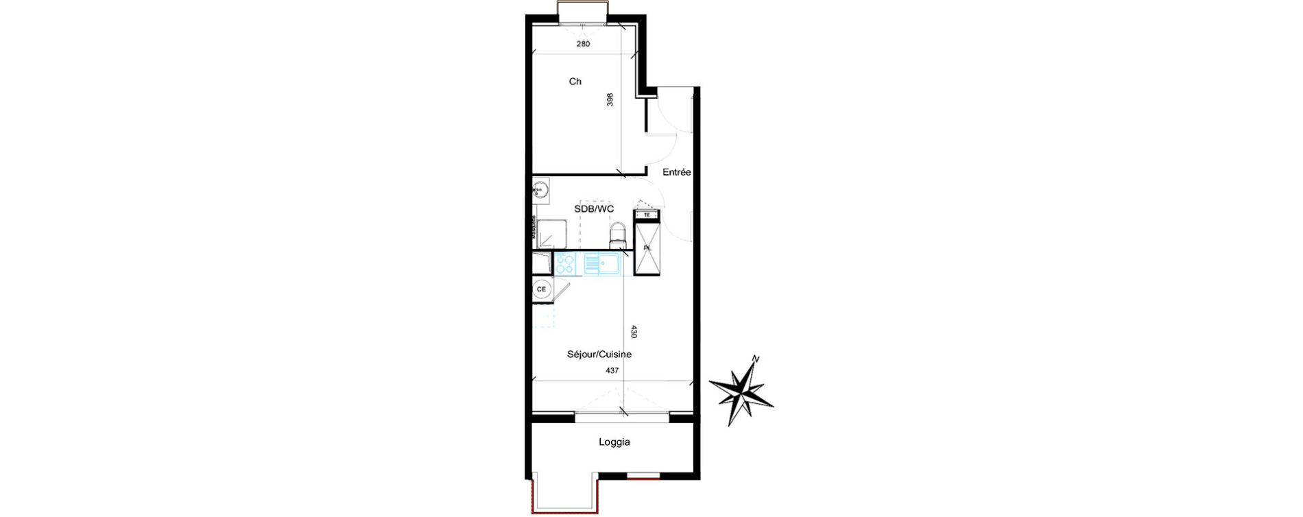 Appartement T2 de 40,85 m2 &agrave; Saint-Jean-De-V&eacute;das Roque fraisse