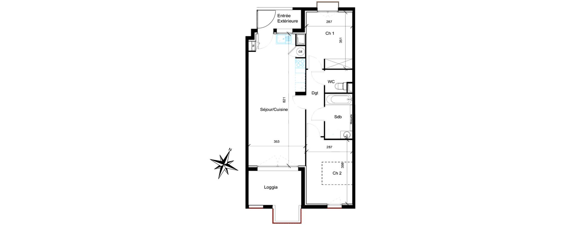 Appartement T3 de 61,10 m2 &agrave; Saint-Jean-De-V&eacute;das Roque fraisse