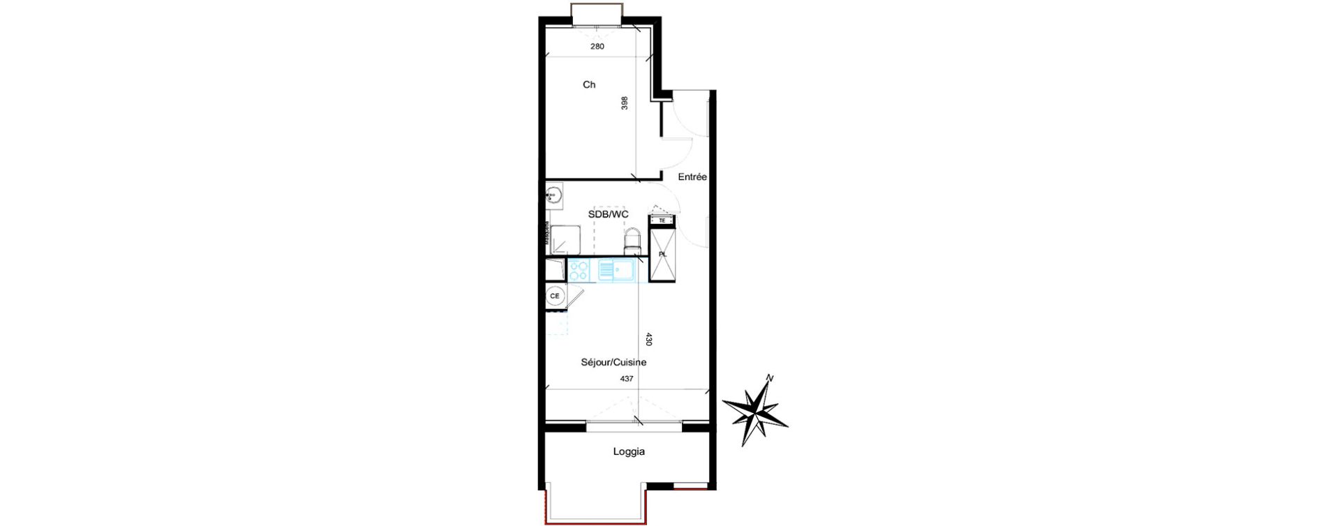 Appartement T2 de 40,85 m2 &agrave; Saint-Jean-De-V&eacute;das Roque fraisse