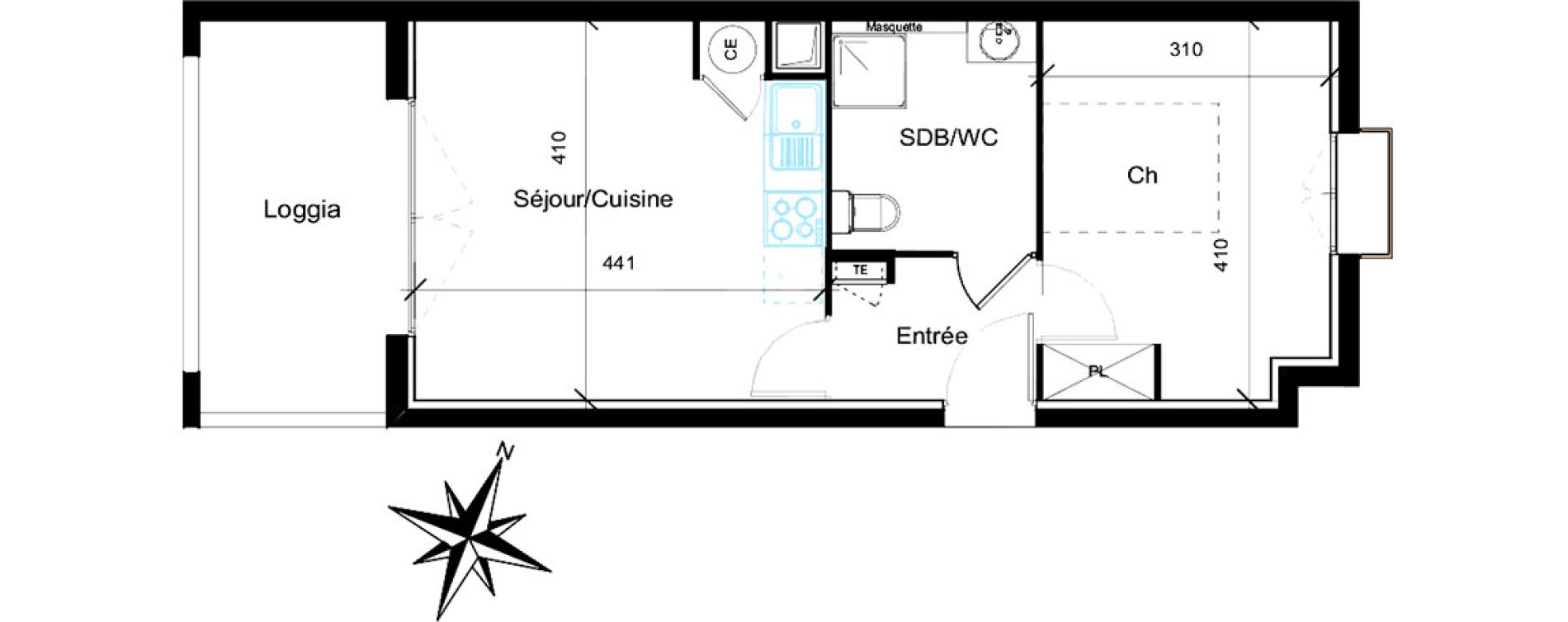 Appartement T2 de 38,75 m2 &agrave; Saint-Jean-De-V&eacute;das Roque fraisse