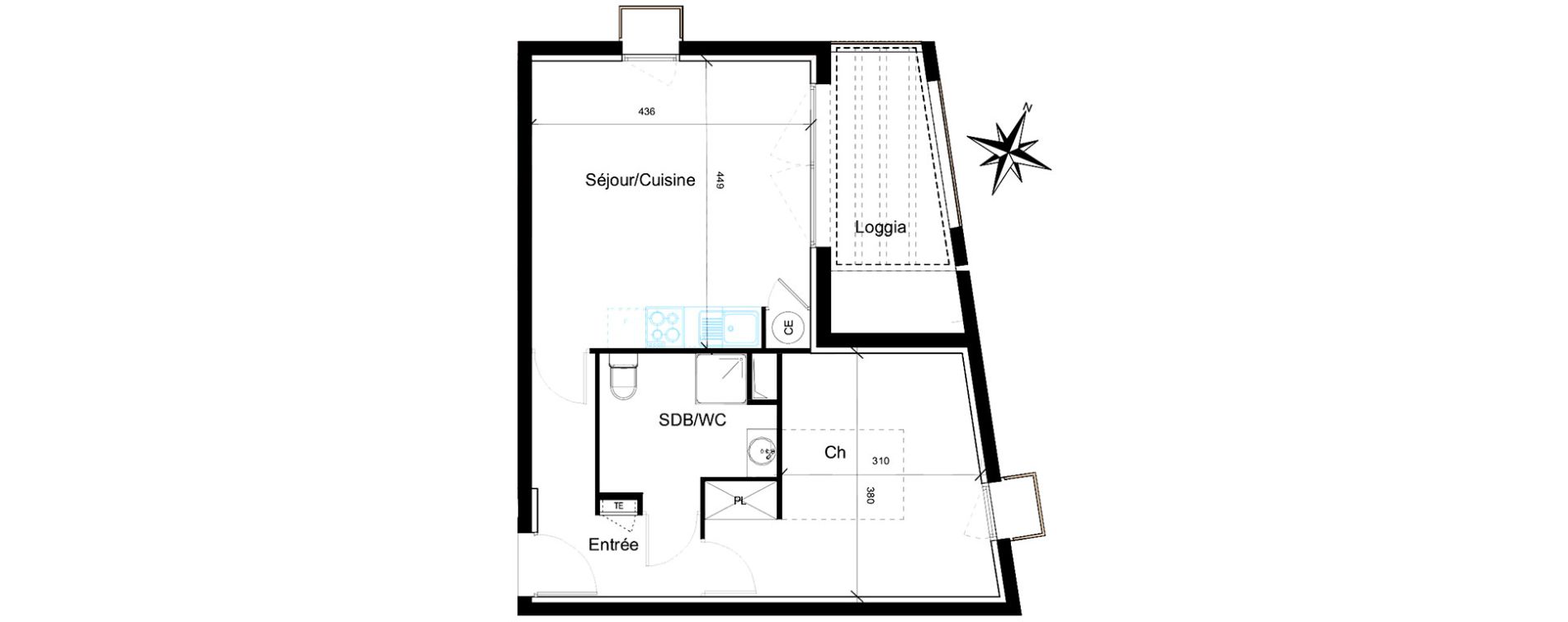 Appartement T2 de 44,75 m2 &agrave; Saint-Jean-De-V&eacute;das Roque fraisse