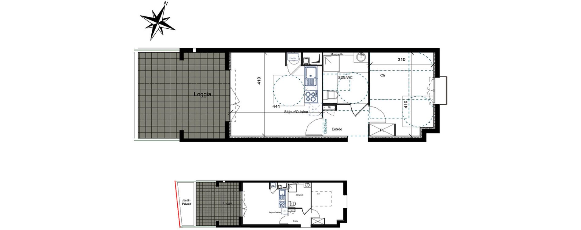 Appartement T2 de 38,50 m2 &agrave; Saint-Jean-De-V&eacute;das Roque fraisse