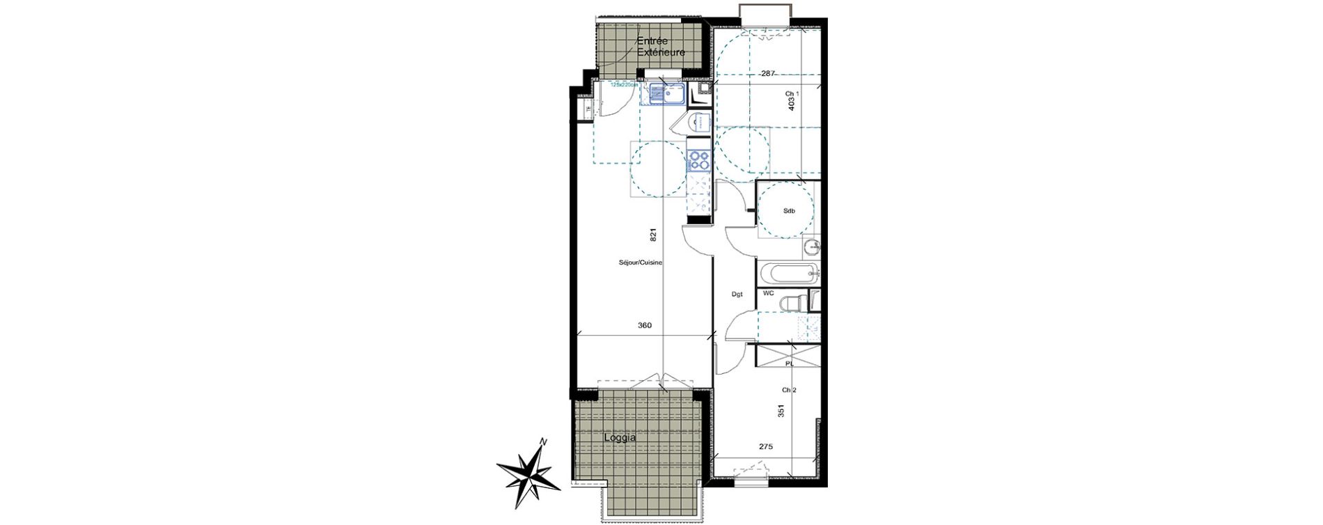 Appartement T3 de 61,45 m2 &agrave; Saint-Jean-De-V&eacute;das Roque fraisse