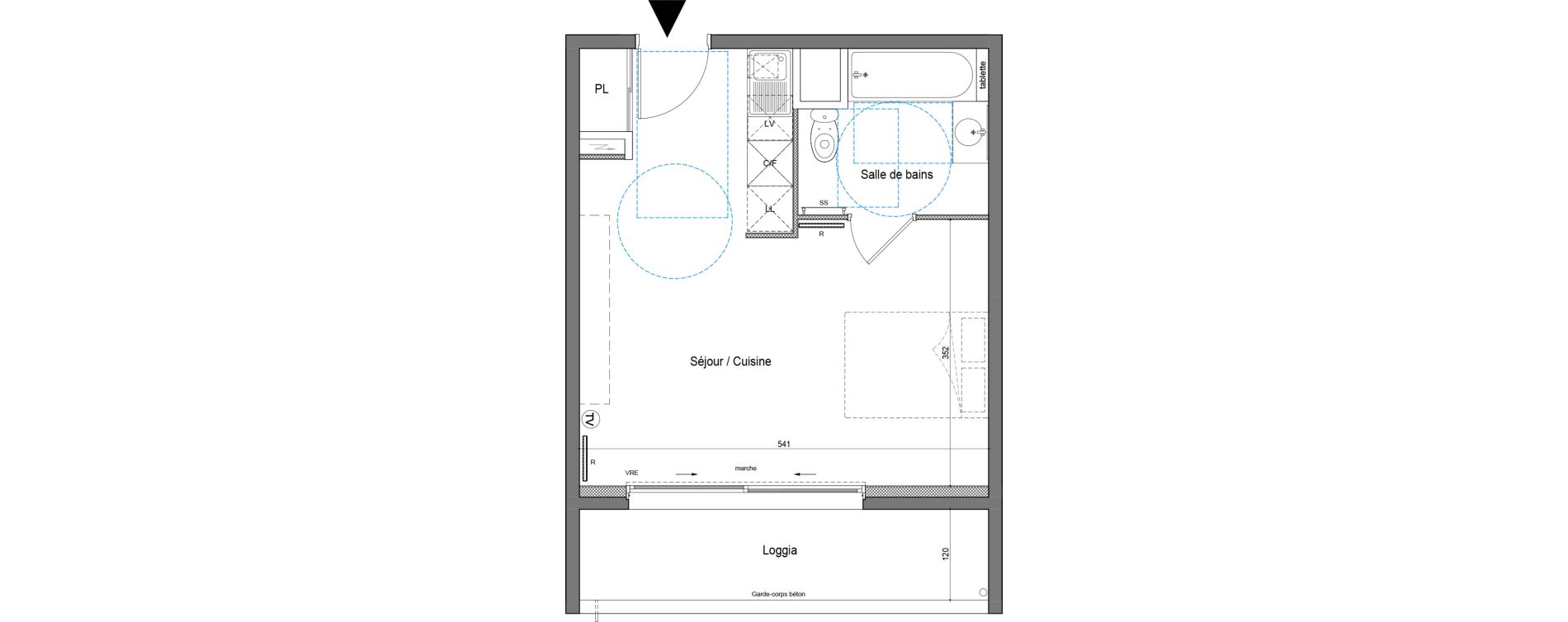 Appartement T1 de 30,04 m2 &agrave; Saint-Jean-De-V&eacute;das Roque fraisse