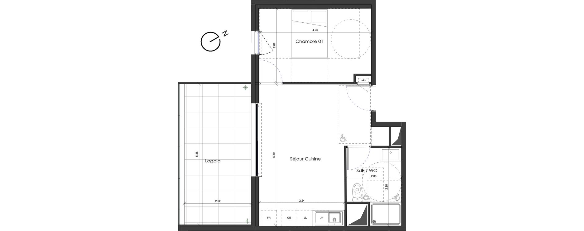 Appartement T2 de 37,57 m2 &agrave; Saint-Jean-De-V&eacute;das Roque fraisse