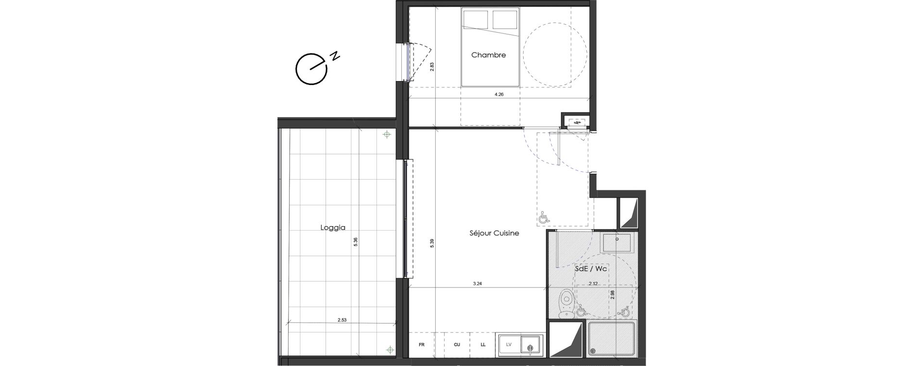 Appartement T2 de 37,71 m2 &agrave; Saint-Jean-De-V&eacute;das Roque fraisse