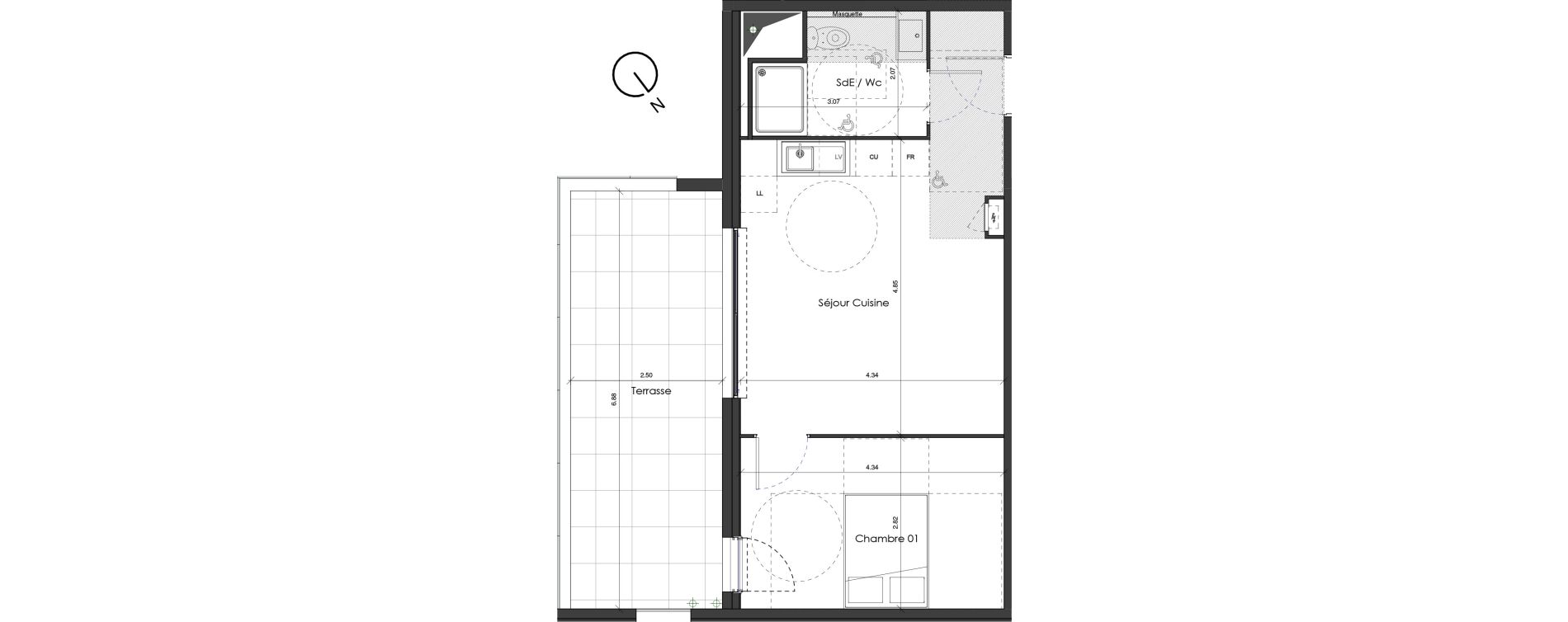 Appartement T2 de 40,83 m2 &agrave; Saint-Jean-De-V&eacute;das Roque fraisse
