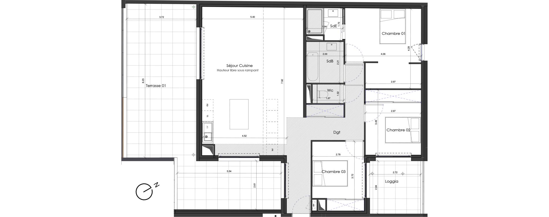 Appartement T4 de 100,18 m2 &agrave; Saint-Jean-De-V&eacute;das Roque fraisse