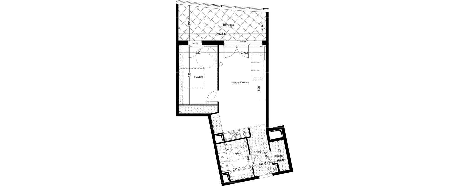 Appartement T2 de 49,34 m2 &agrave; Saint-Jean-De-V&eacute;das Centre