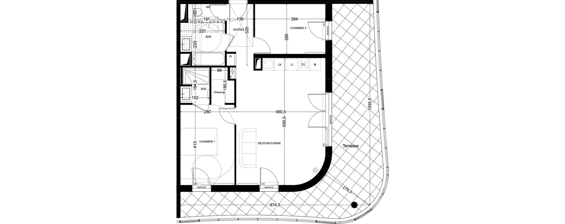 Appartement T3 de 65,55 m2 &agrave; Saint-Jean-De-V&eacute;das Centre