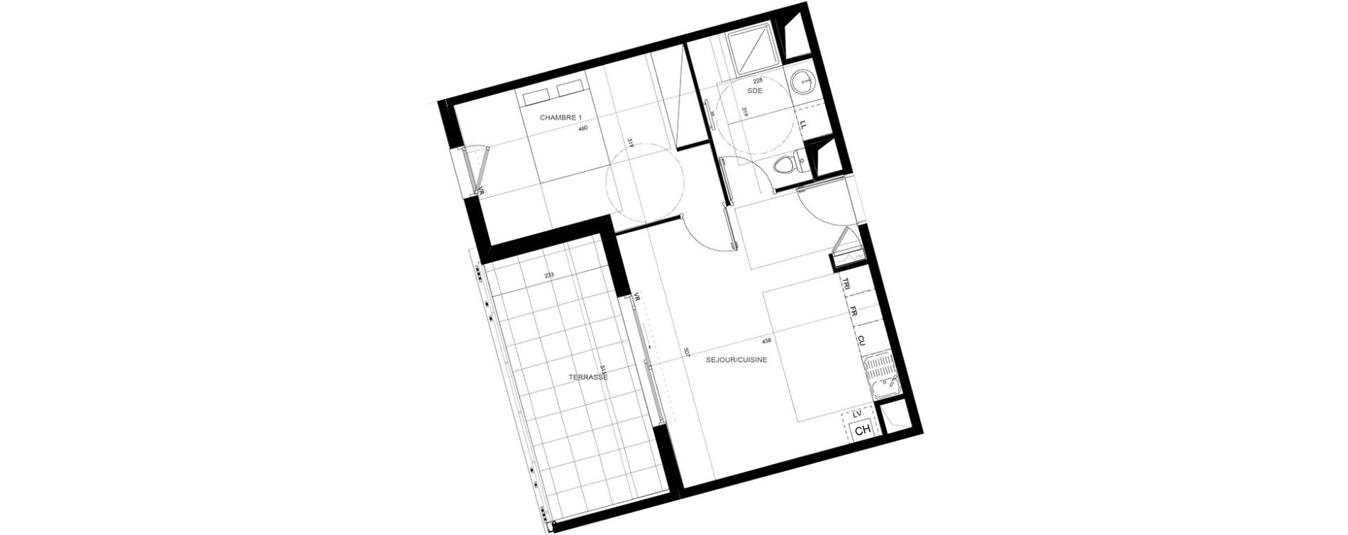 Appartement T2 de 42,60 m2 &agrave; Saint-Jean-De-V&eacute;das Roque fraisse