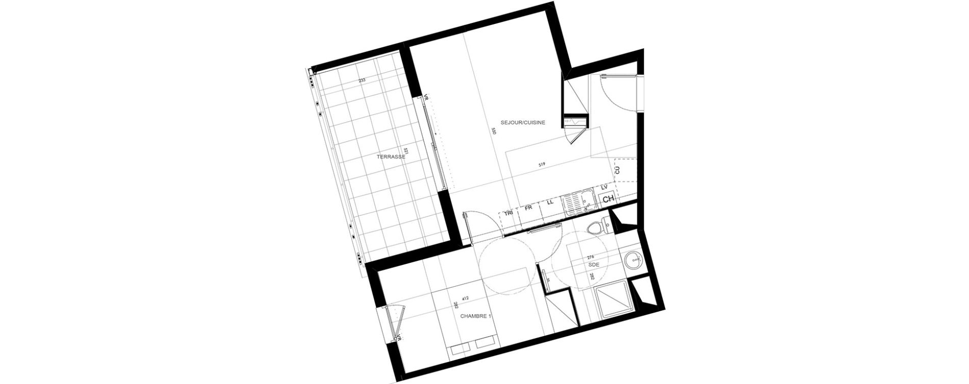 Appartement T2 de 44,00 m2 &agrave; Saint-Jean-De-V&eacute;das Roque fraisse