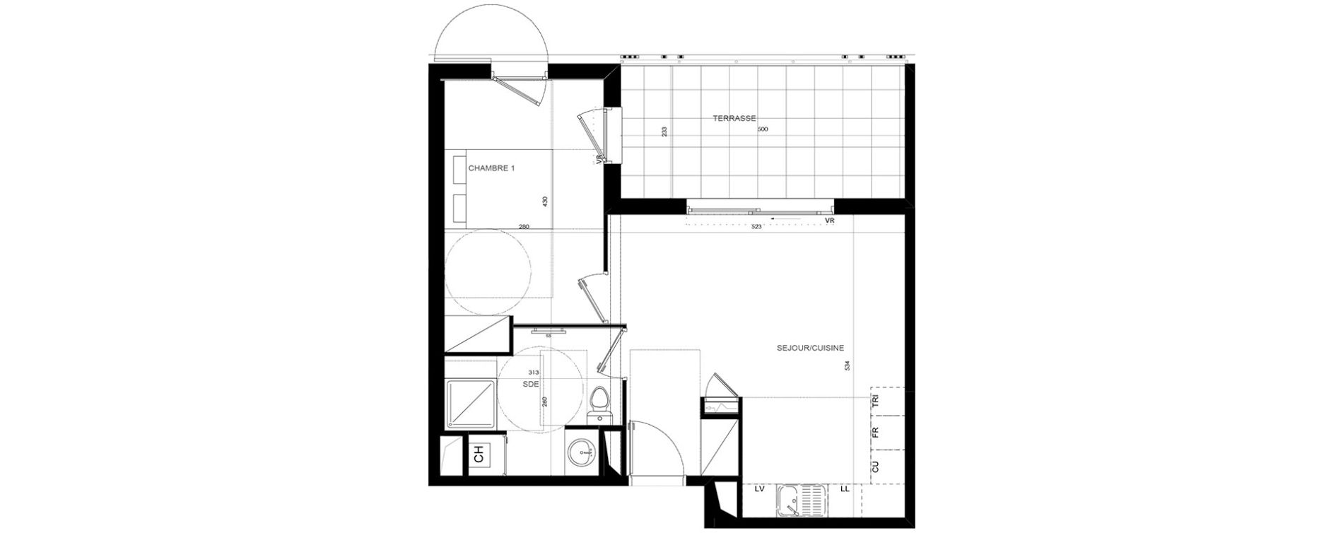 Appartement T2 de 44,20 m2 &agrave; Saint-Jean-De-V&eacute;das Roque fraisse