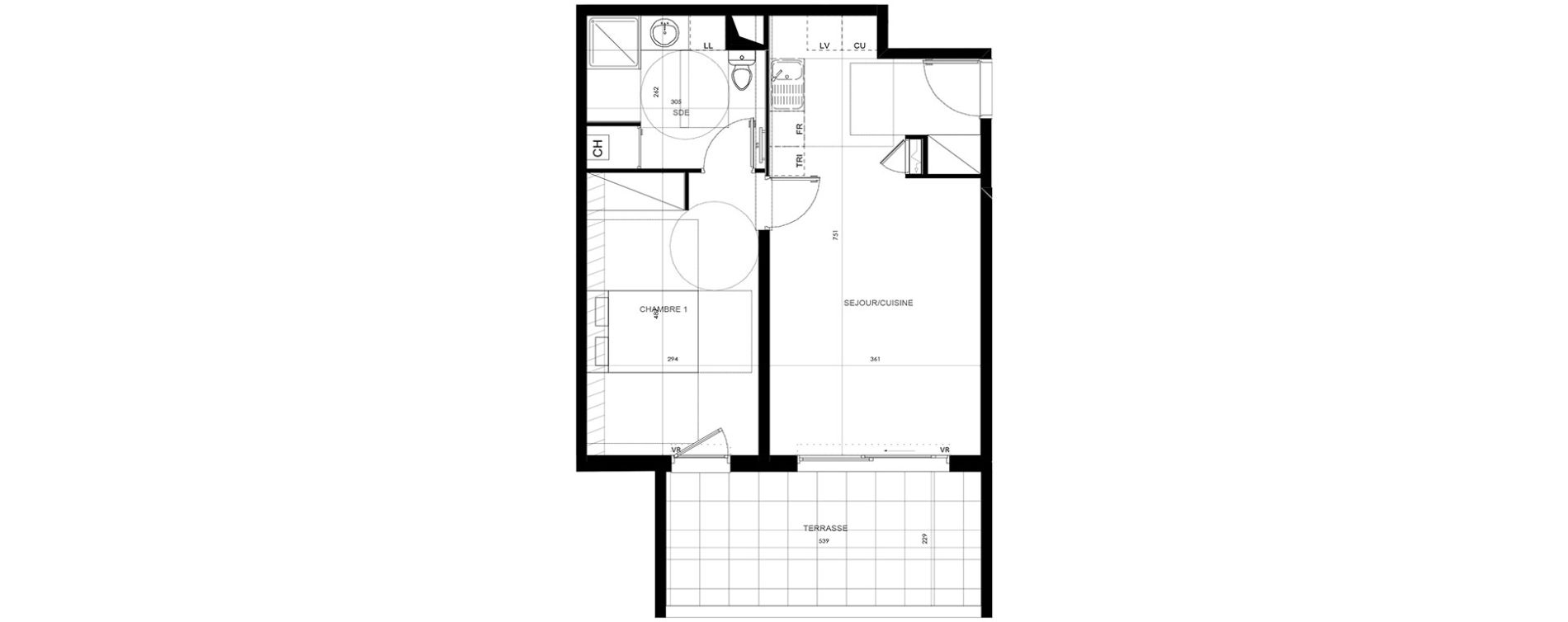 Appartement T2 de 47,20 m2 &agrave; Saint-Jean-De-V&eacute;das Roque fraisse