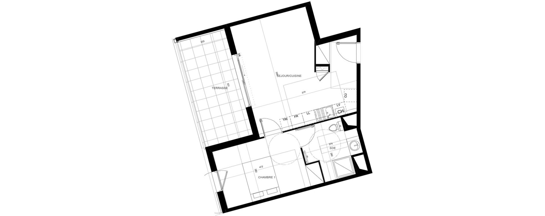 Appartement T2 de 44,00 m2 &agrave; Saint-Jean-De-V&eacute;das Roque fraisse
