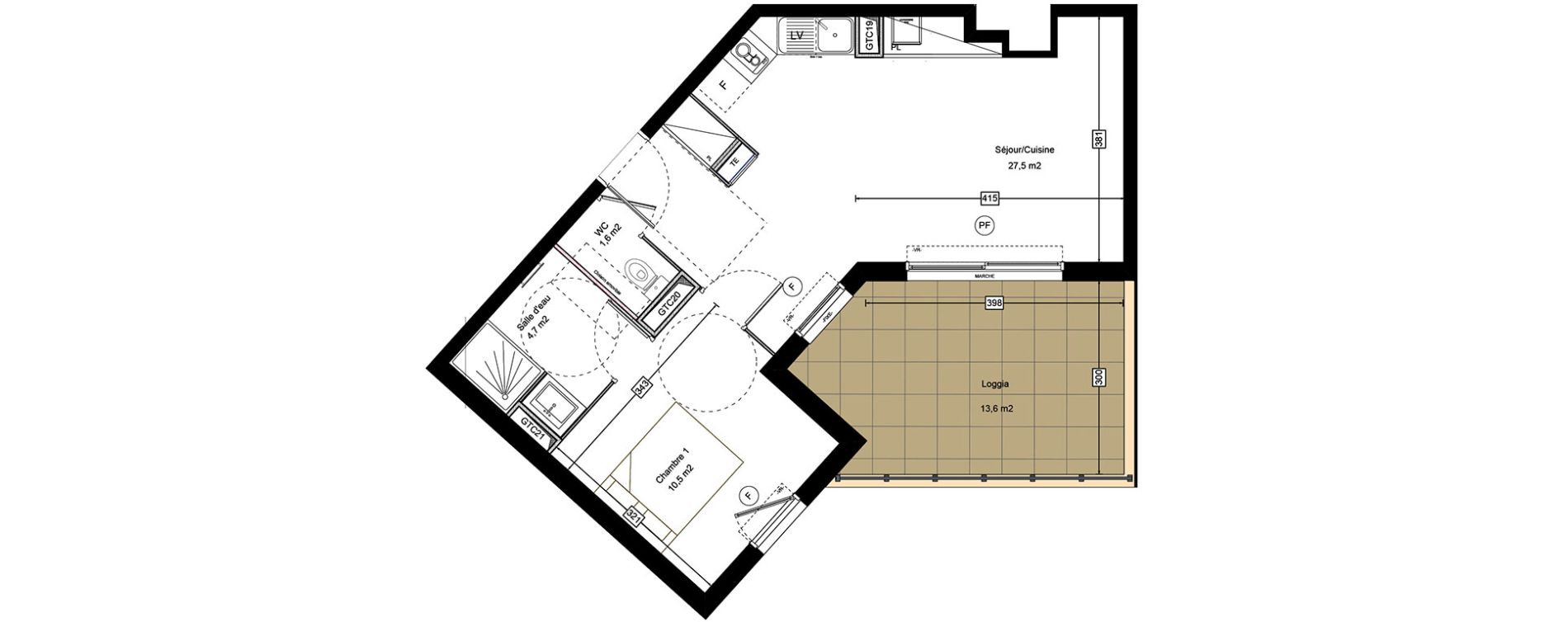 Appartement T2 de 44,30 m2 &agrave; Saint-Jean-De-V&eacute;das Roque fraisse