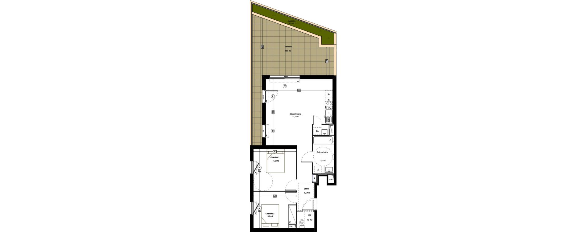Appartement T3 de 62,20 m2 &agrave; Saint-Jean-De-V&eacute;das Roque fraisse