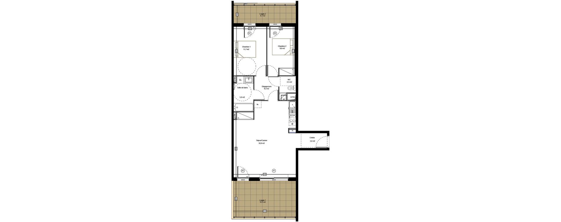 Appartement T3 de 69,30 m2 &agrave; Saint-Jean-De-V&eacute;das Roque fraisse