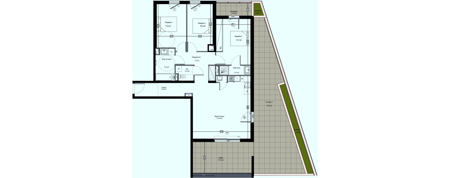 Appartement T4 de 92,60 m2 &agrave; Saint-Jean-De-V&eacute;das Roque fraisse