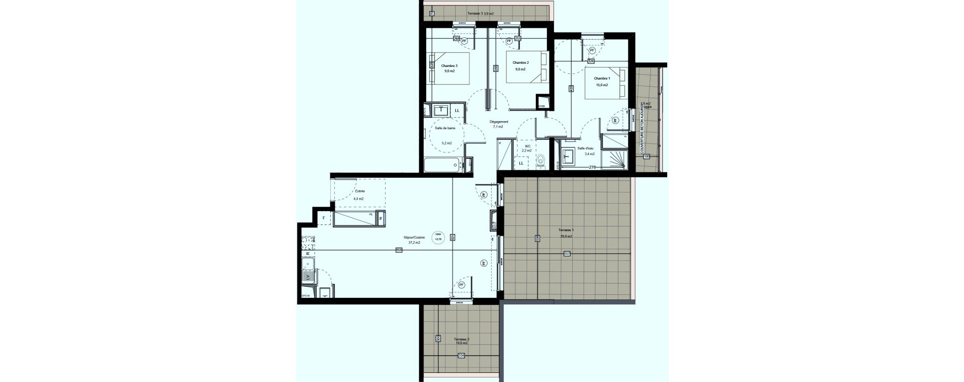 Appartement T4 de 92,30 m2 &agrave; Saint-Jean-De-V&eacute;das Roque fraisse