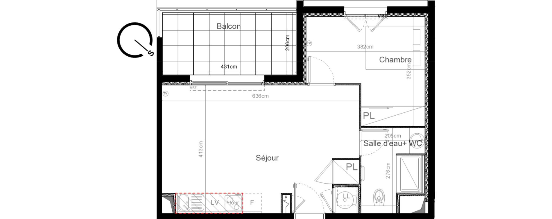 Appartement T2 de 41,40 m2 &agrave; Sauvian Les mouli&egrave;res