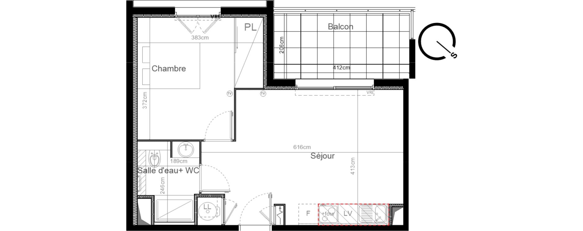 Appartement T2 de 40,10 m2 &agrave; Sauvian Les mouli&egrave;res