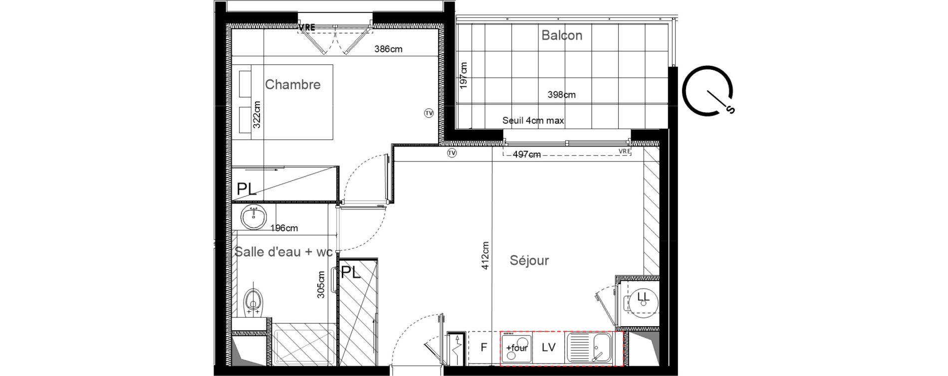 Appartement T2 de 39,60 m2 &agrave; Sauvian Les mouli&egrave;res