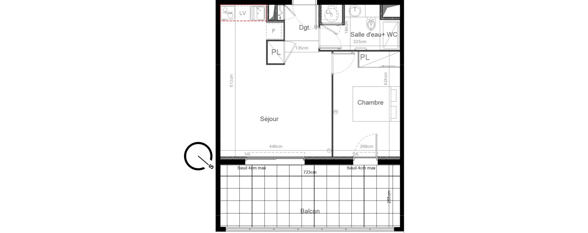 Appartement T2 de 42,40 m2 &agrave; Sauvian Les mouli&egrave;res