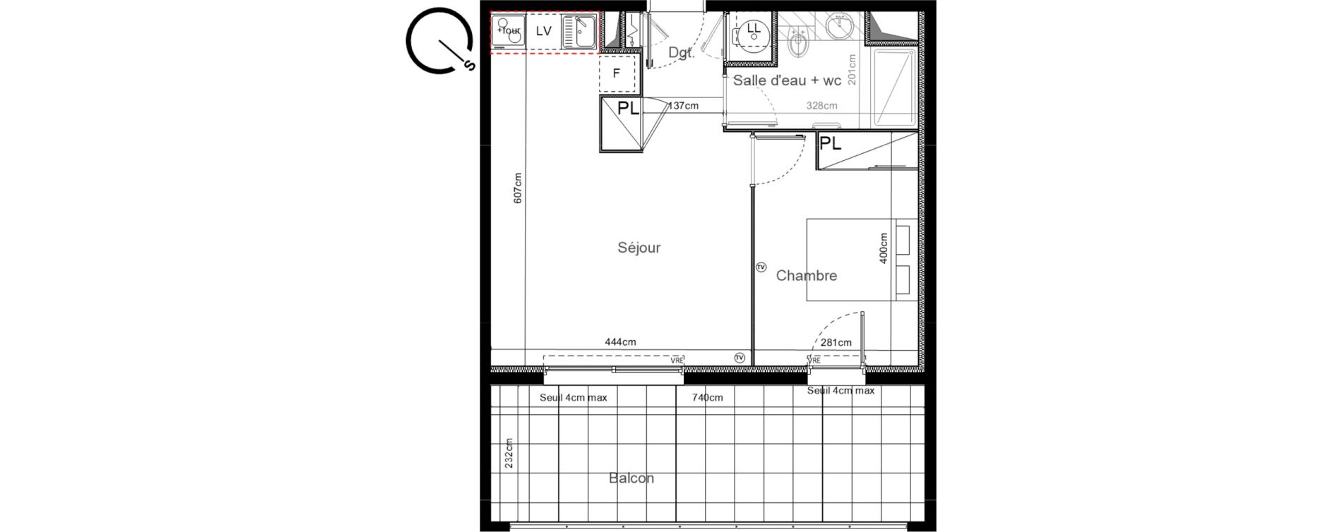 Appartement T2 de 42,20 m2 &agrave; Sauvian Les mouli&egrave;res