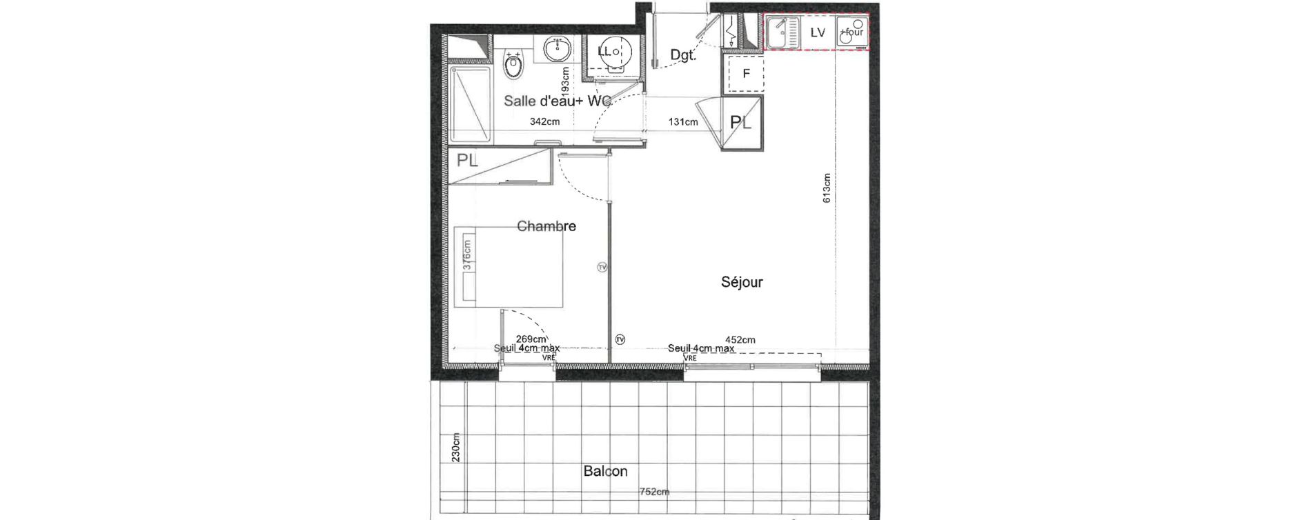 Appartement T2 de 42,00 m2 &agrave; Sauvian Les mouli&egrave;res