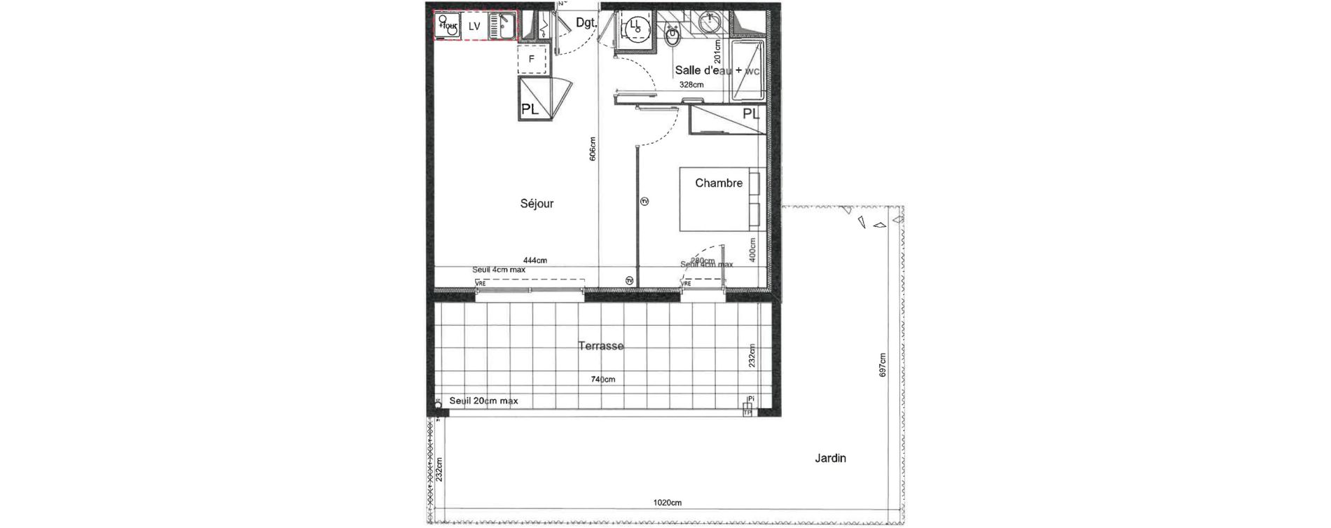 Appartement T2 de 42,30 m2 &agrave; Sauvian Les mouli&egrave;res