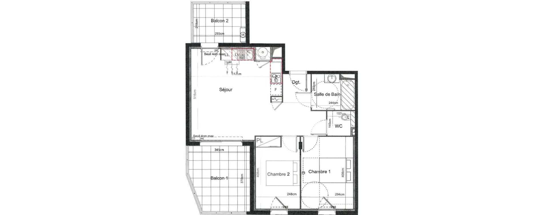 Appartement T3 de 60,90 m2 &agrave; Sauvian Les mouli&egrave;res