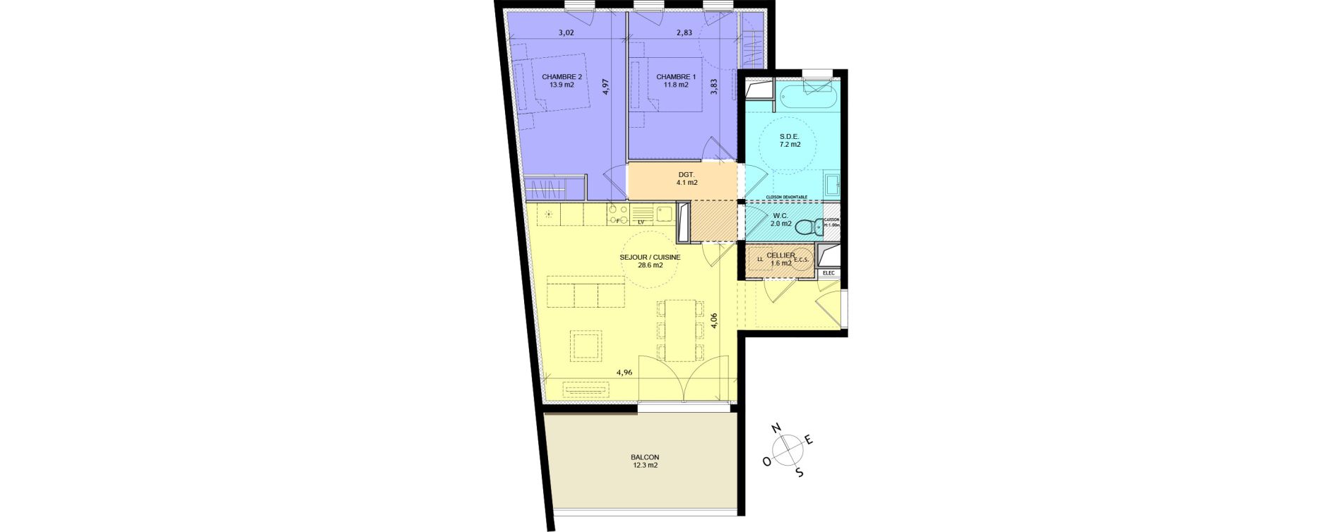 Appartement T3 de 69,20 m2 &agrave; Sauvian Centre
