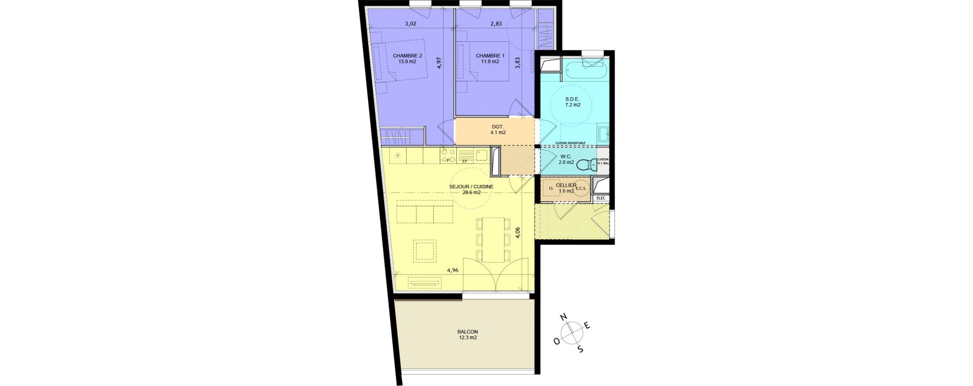 Appartement T3 de 69,20 m2 &agrave; Sauvian Centre