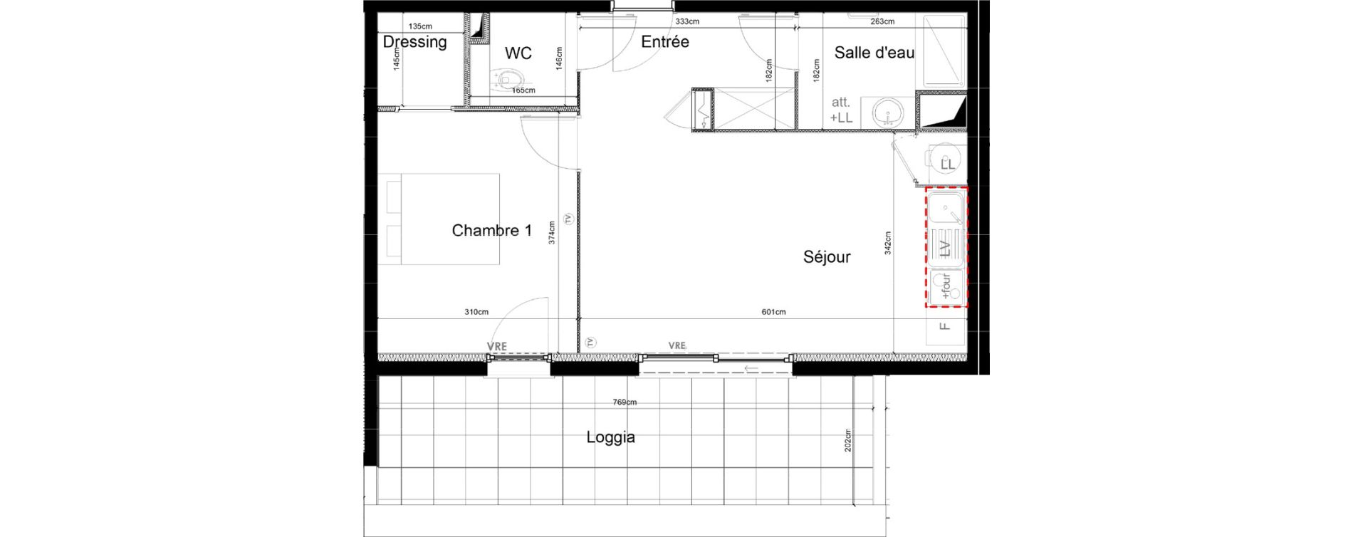 Appartement T2 de 46,50 m2 &agrave; Sauvian Les mouli&egrave;res