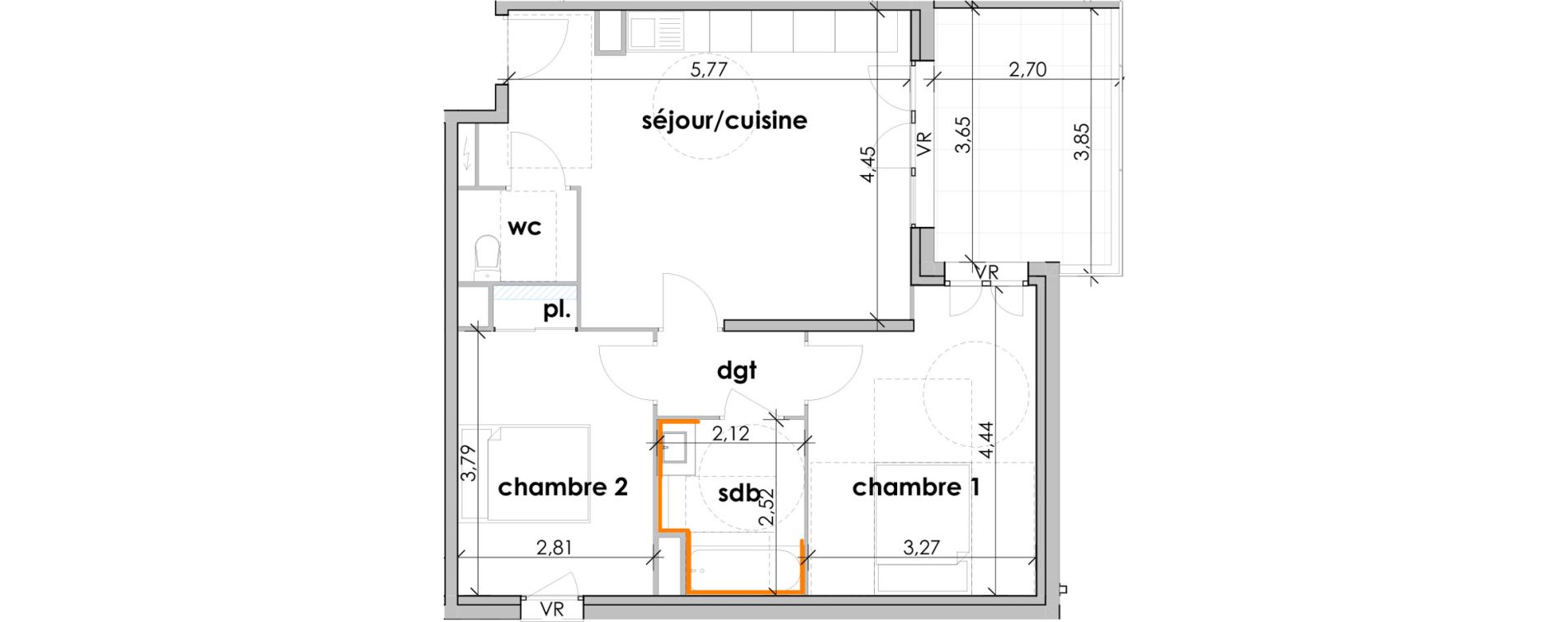 Appartement T3 de 58,71 m2 &agrave; Sauvian Les mouli&egrave;res