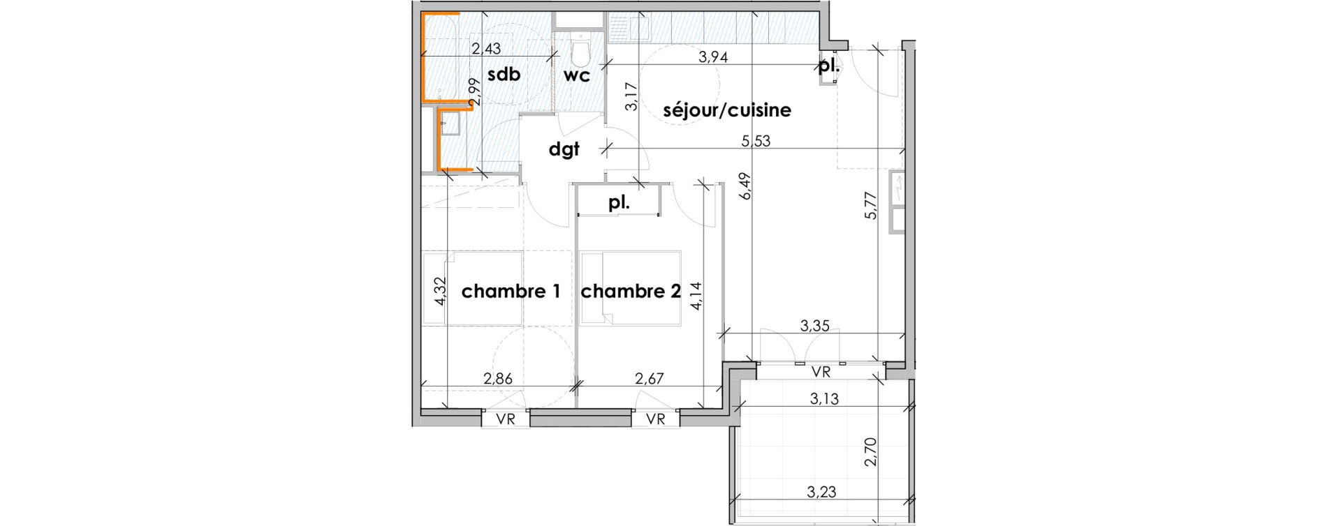 Appartement T3 de 59,69 m2 &agrave; Sauvian Les mouli&egrave;res