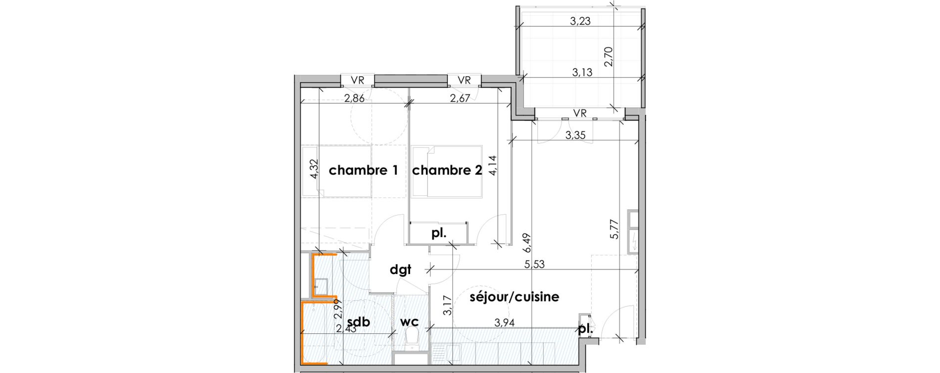 Appartement T3 de 59,69 m2 &agrave; Sauvian Les mouli&egrave;res