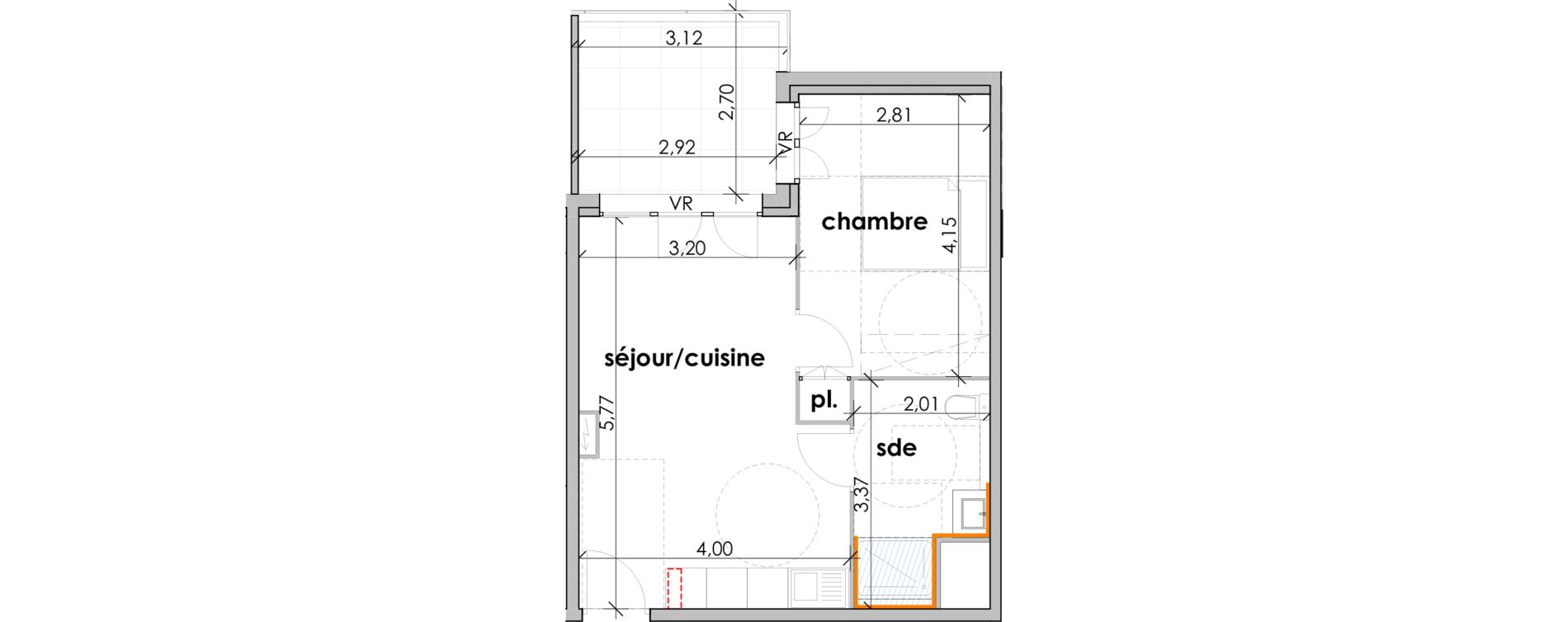 Appartement T2 de 38,47 m2 &agrave; Sauvian Les mouli&egrave;res