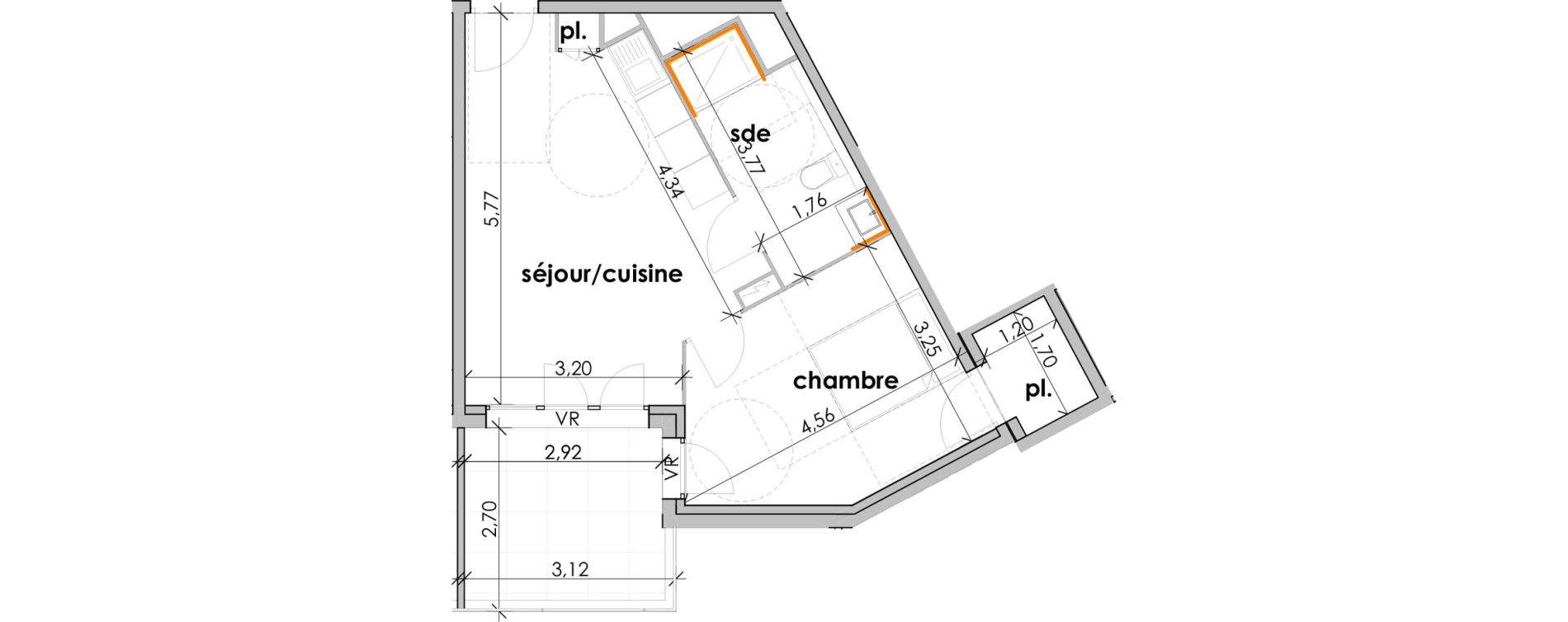 Appartement T2 de 40,67 m2 &agrave; Sauvian Les mouli&egrave;res