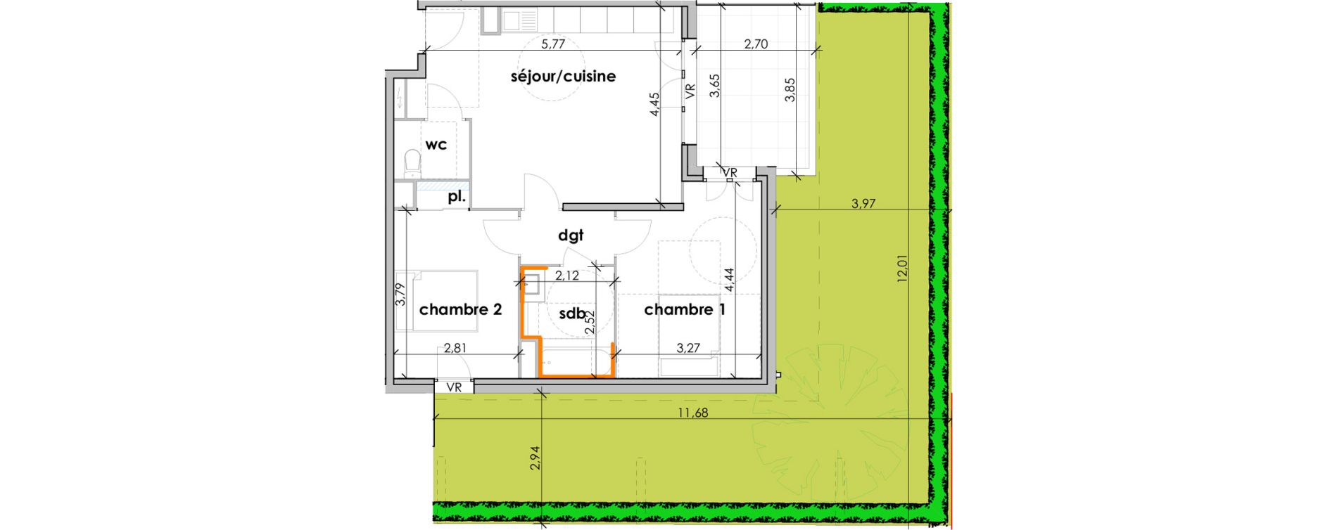 Appartement T3 de 58,71 m2 &agrave; Sauvian Les mouli&egrave;res