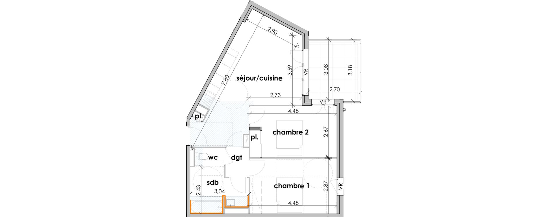 Appartement T3 de 58,22 m2 &agrave; Sauvian Les mouli&egrave;res