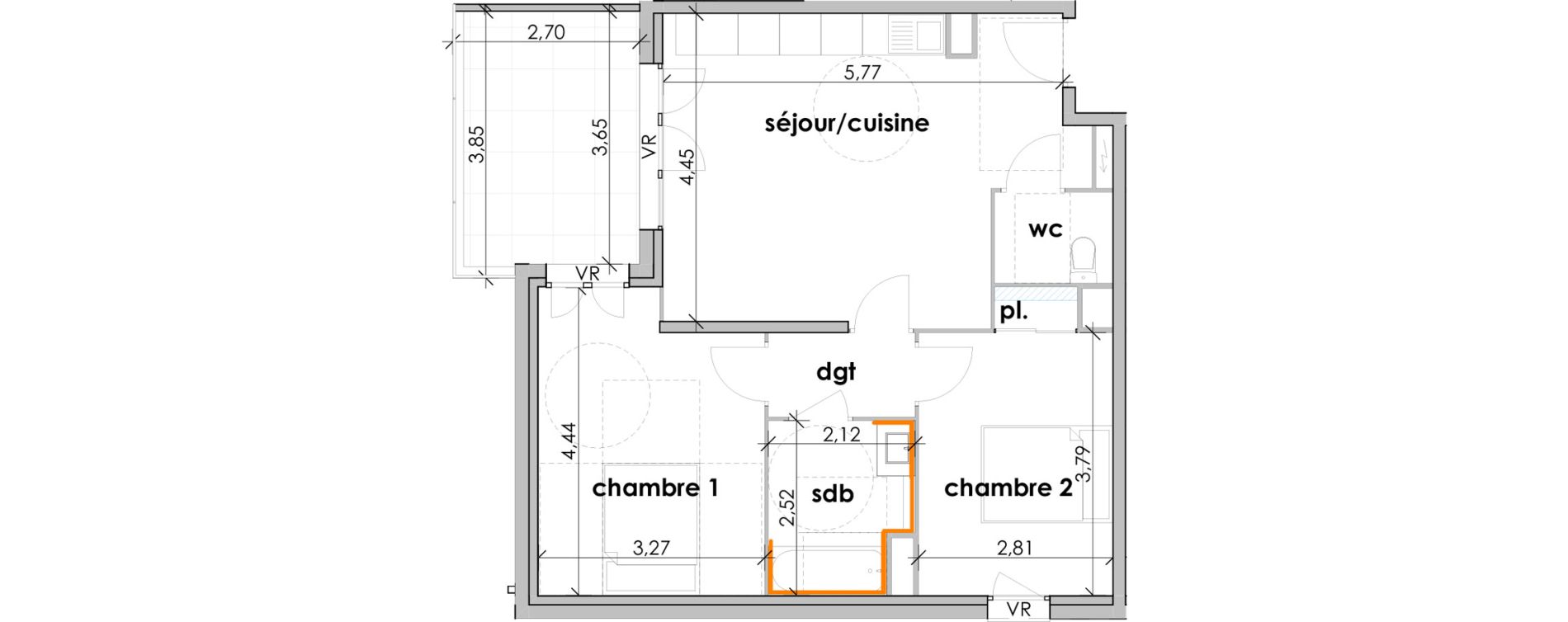 Appartement T3 de 58,71 m2 &agrave; Sauvian Les mouli&egrave;res