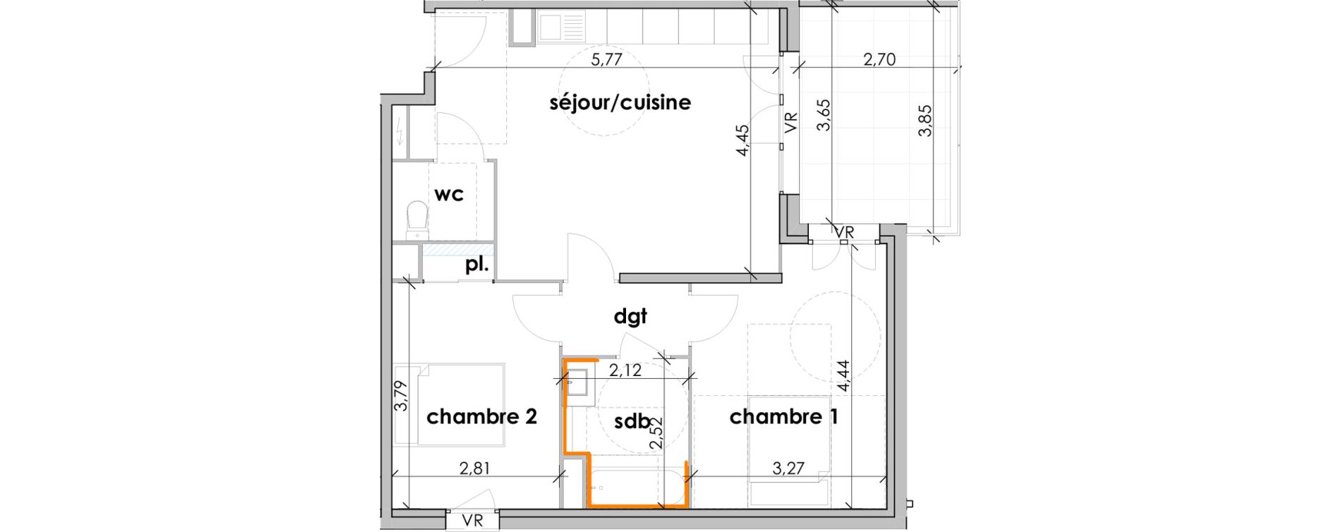 Appartement T3 de 58,71 m2 &agrave; Sauvian Les mouli&egrave;res