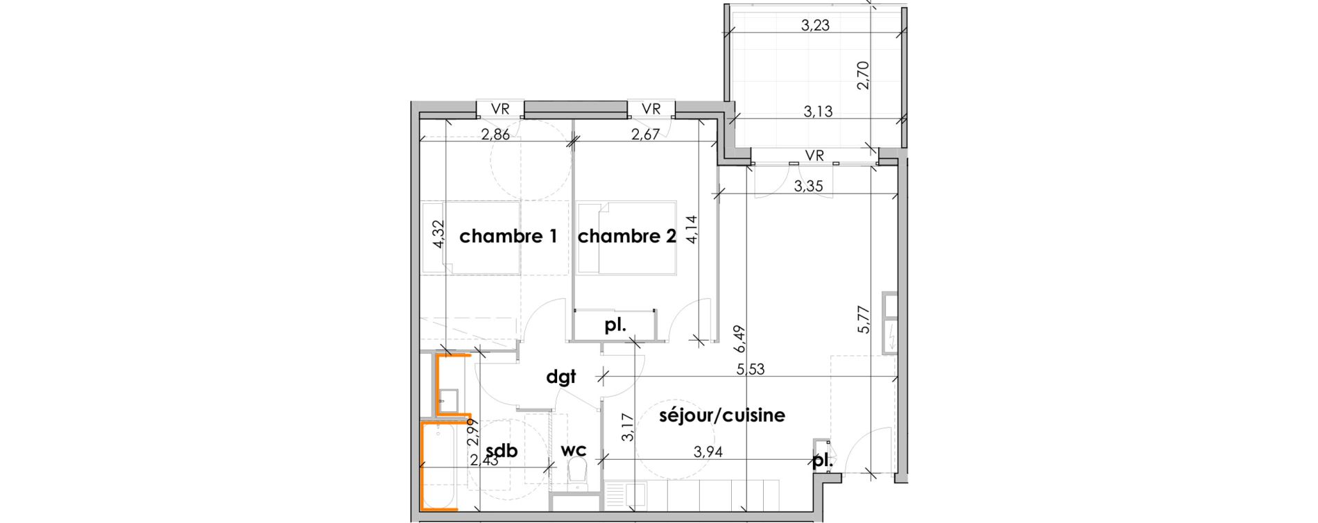 Appartement T3 de 59,69 m2 &agrave; Sauvian Les mouli&egrave;res