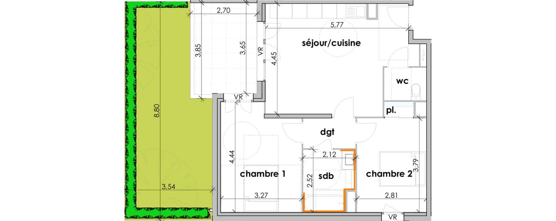 Appartement T3 de 58,71 m2 &agrave; Sauvian Les mouli&egrave;res